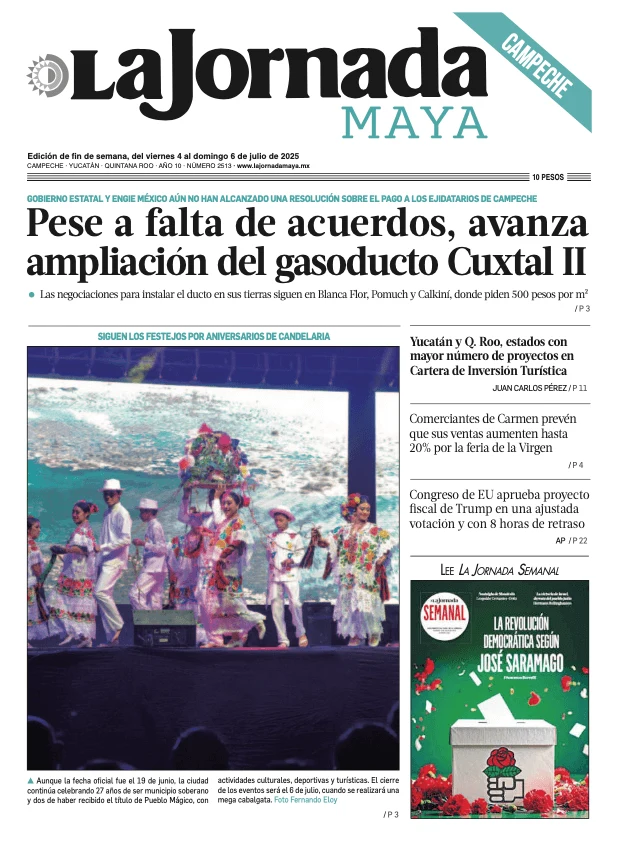 Portada de La Jornada Maya Campeche del viernes, 4 de julio de 2025