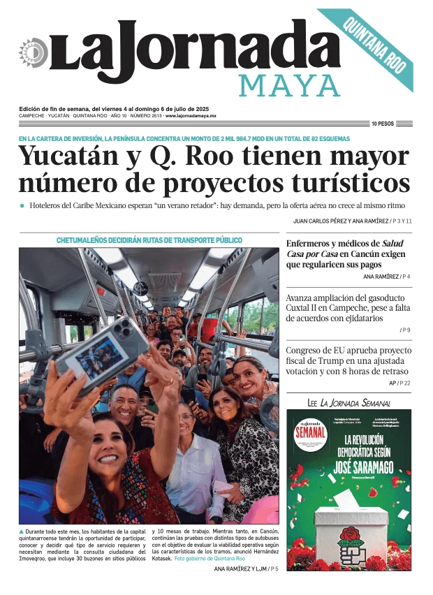 Portada de La Jornada Maya Quintana Roo del viernes, 4 de julio de 2025
