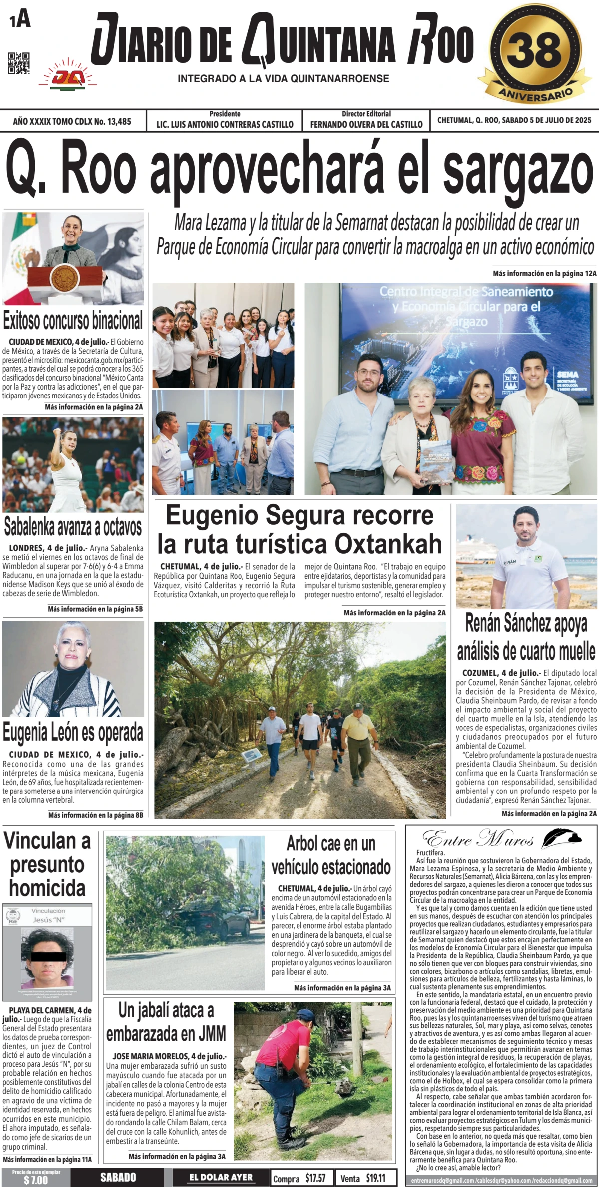 Portada de Diario de Quintana Roo (portada)