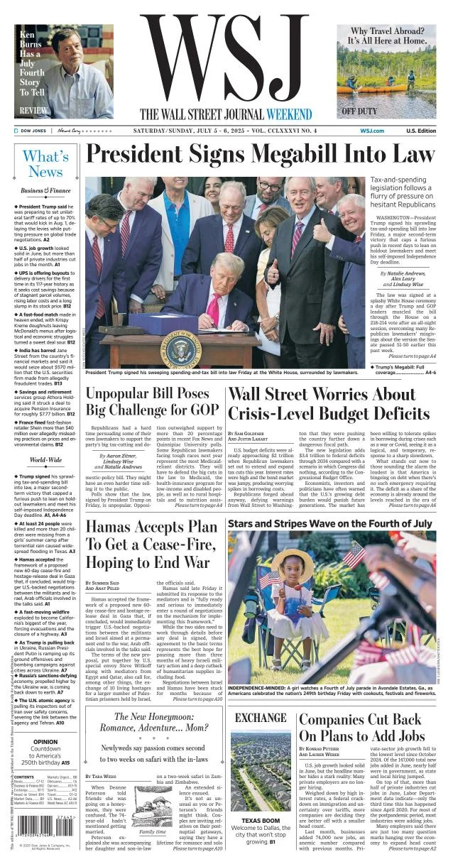Portada de The Wall Street Journal