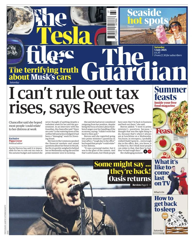Portada de The Guardian (reino Unido)