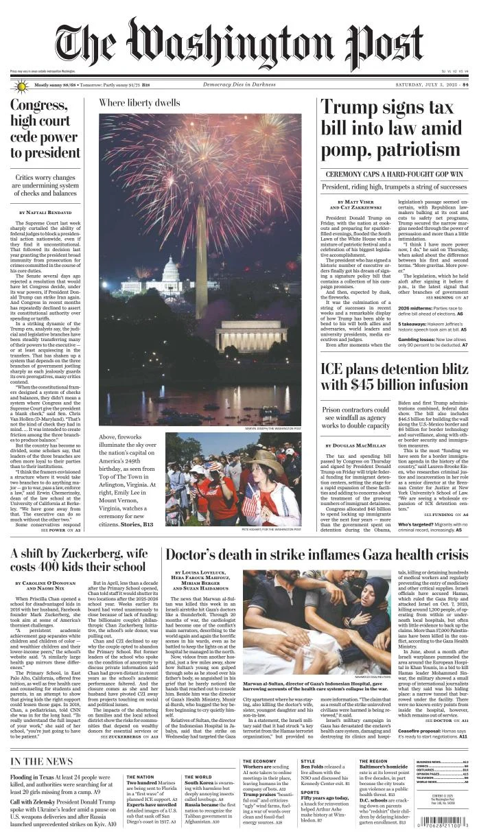 Portada de The Washington Post