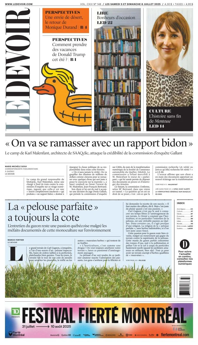 Portada de Le Devoir del 2025-07-05