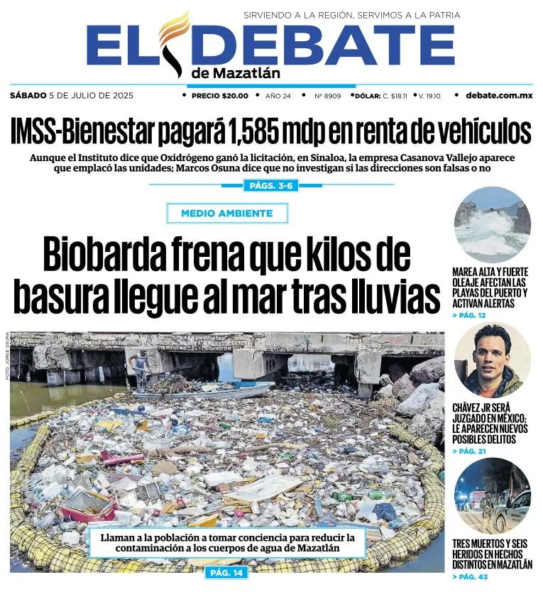 Portada de El Debate de Mazatlan