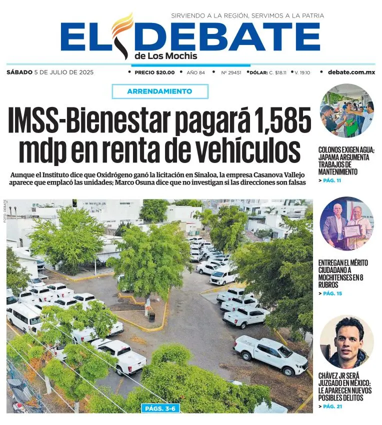 Portada de El Debate de los Mochis del sábado, 5 de julio de 2025