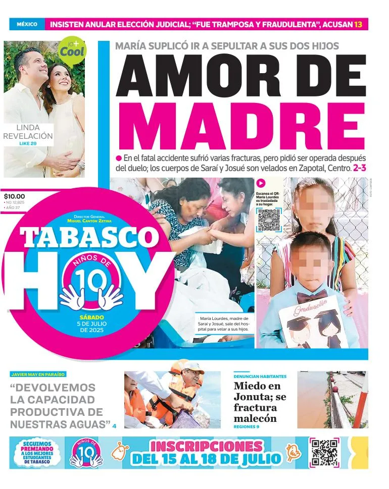Portada de Tabasco Hoy del 2025-07-05