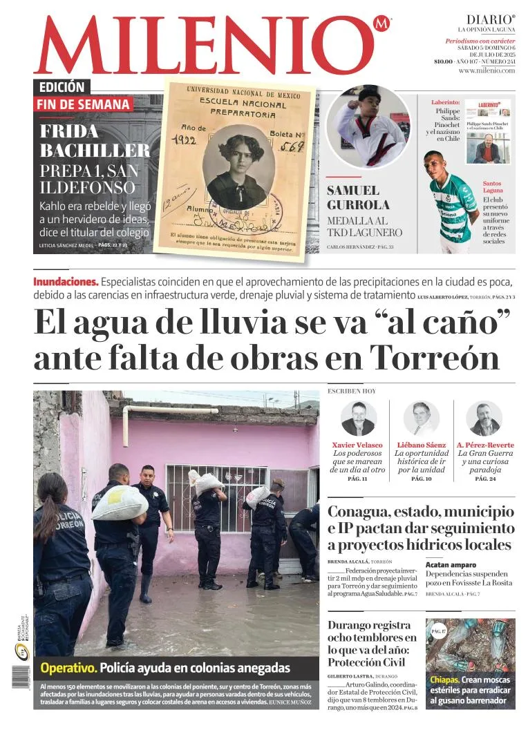 Portada de Milenio Laguna del sábado, 5 de julio de 2025