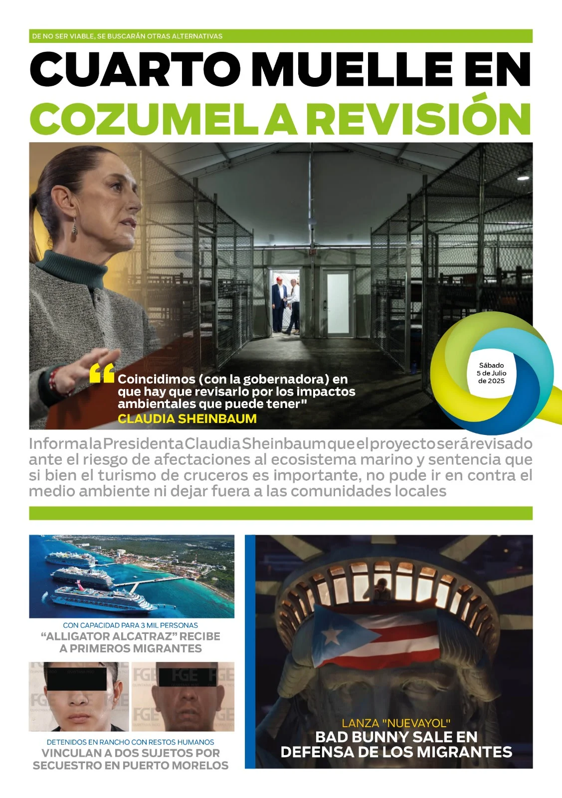 Portada de El Quintana Roo (contraportada) del sábado, 5 de julio de 2025