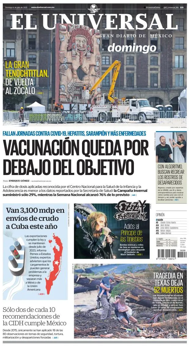 Portada de El Universal