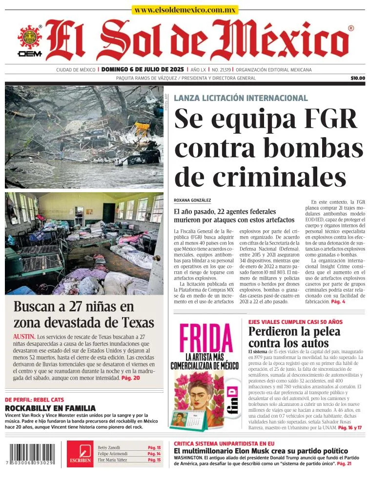 Portada de El Sol de Mexico
