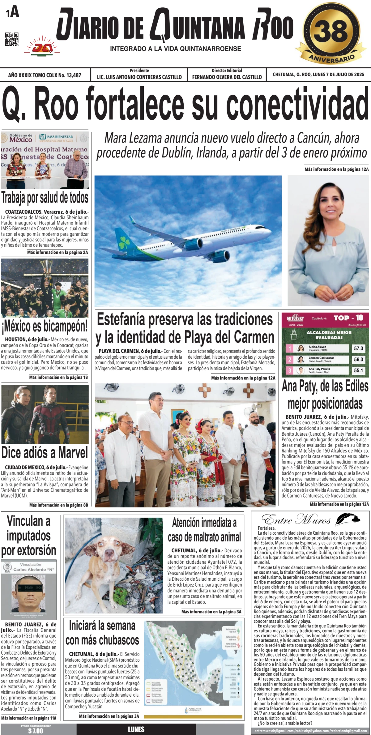 Portada de Diario de Quintana Roo (portada)