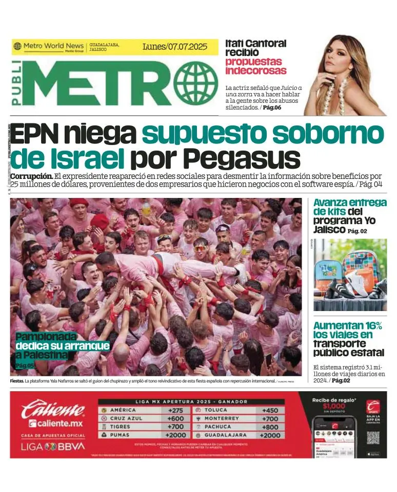 Portada de Publimetro Guadalajara del 2025-07-07