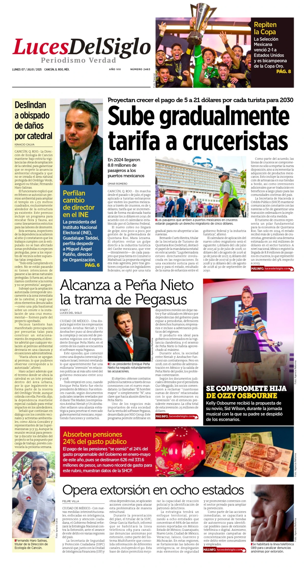 Portada de Luces del Siglo del lunes, 7 de julio de 2025