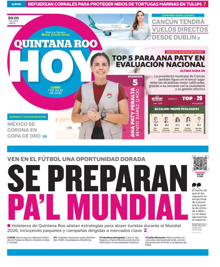 Portada de Quintana Roo Hoy del 2025-07-07