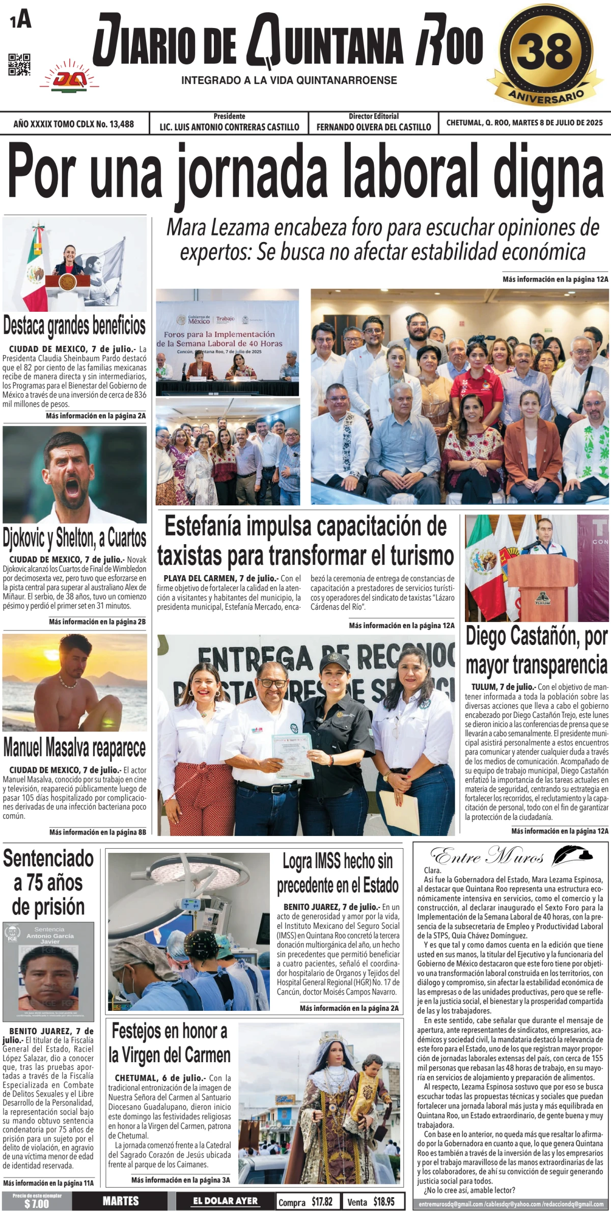 Portada de Diario de Quintana Roo (portada)