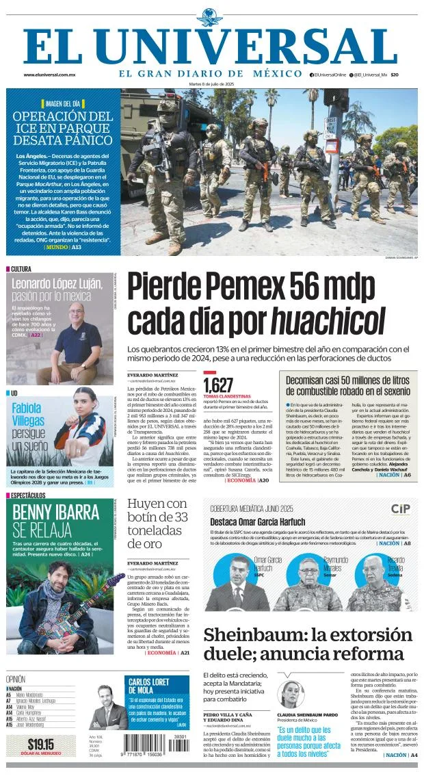 Portada de El Universal