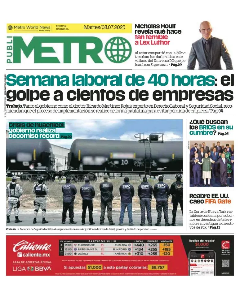 Portada de Publimetro Guadalajara del 2025-07-08