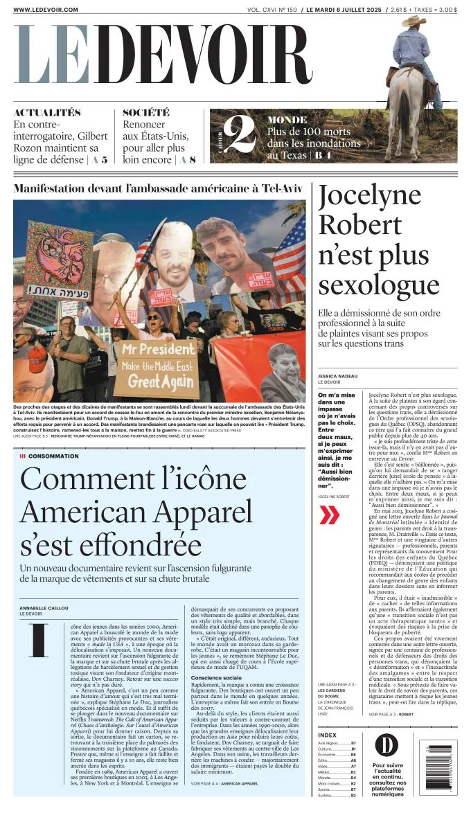 Portada de Le Devoir del 2025-07-08