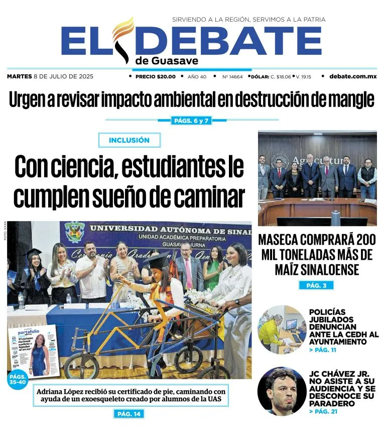 Portada de El Debate de Guasave del 2025-07-08