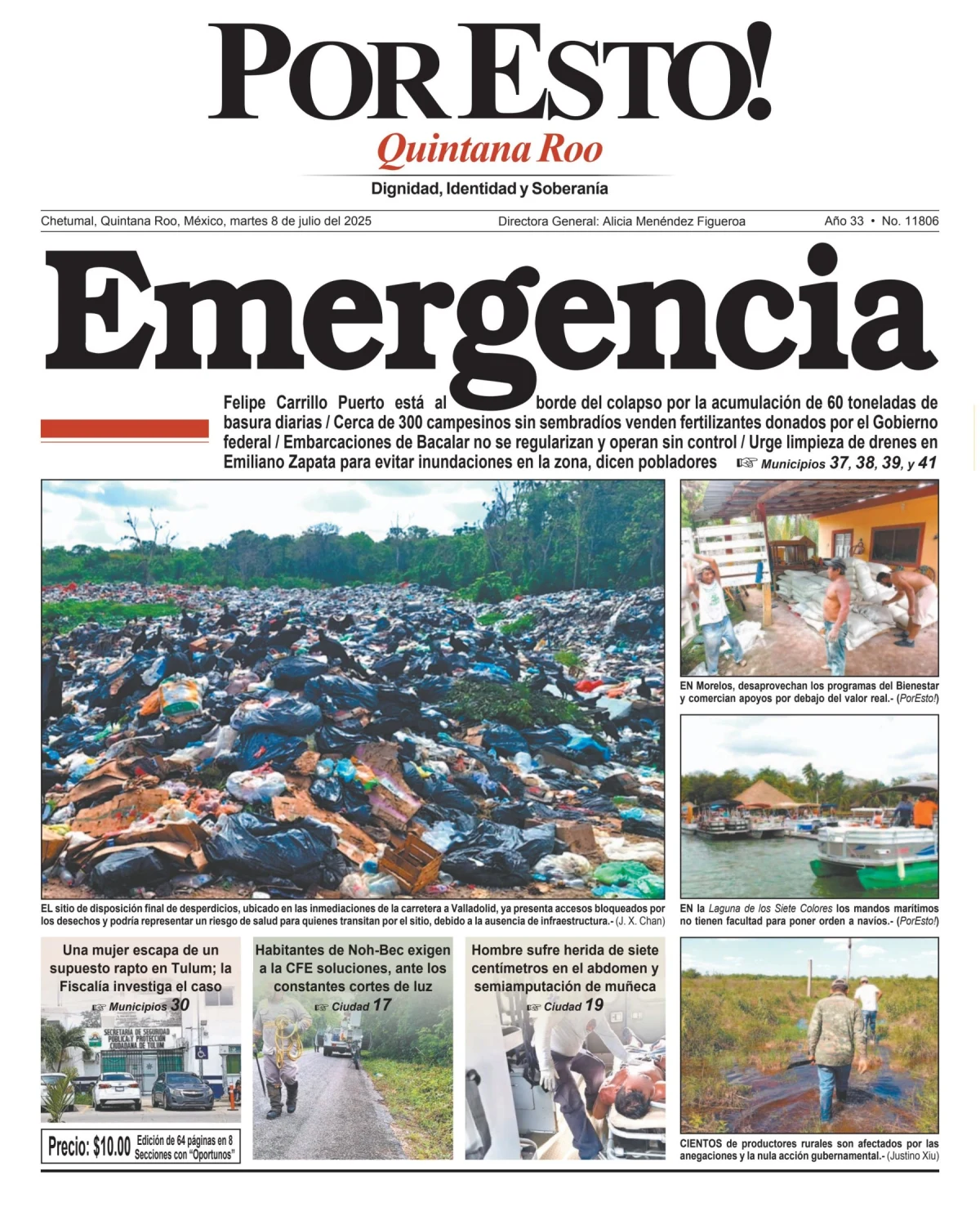 Portada de Por Esto (quintana Roo Chetumal) del martes, 8 de julio de 2025