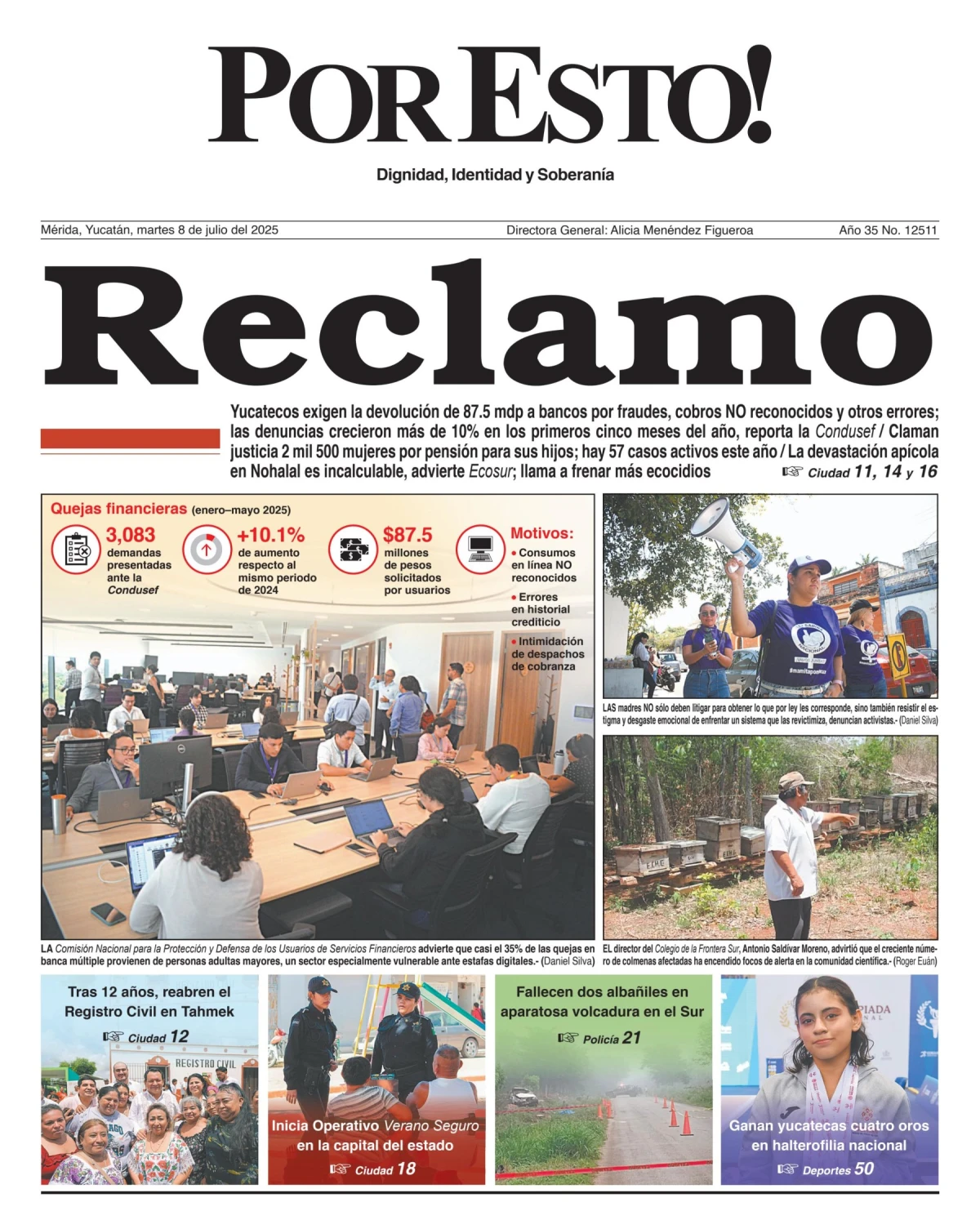 Portada de Por Esto (merida, Yucatan) del martes, 8 de julio de 2025