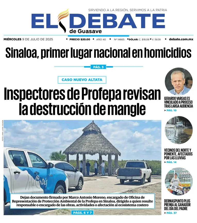Portada de El Debate de Guasave del 2025-07-09