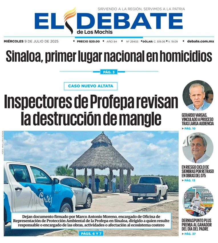 Portada de El Debate de los Mochis del 2025-07-09
