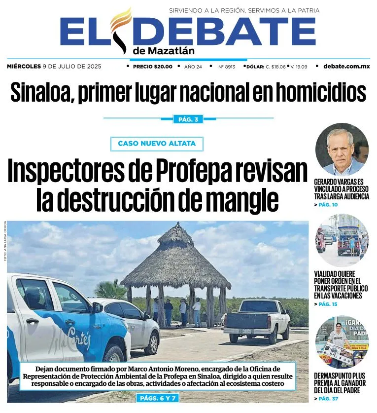 Portada de El Debate de Mazatlan del 2025-07-09