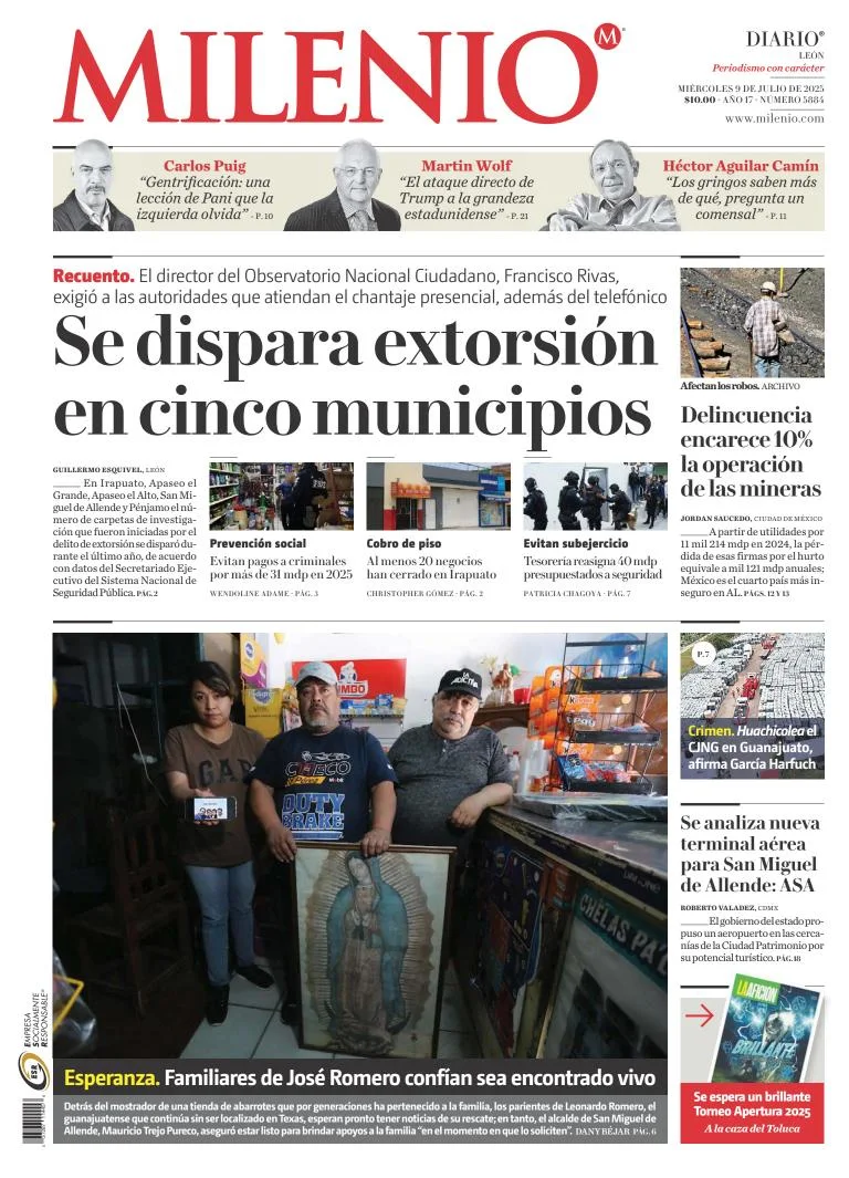 Portada de Milenio Leon del miércoles, 9 de julio de 2025