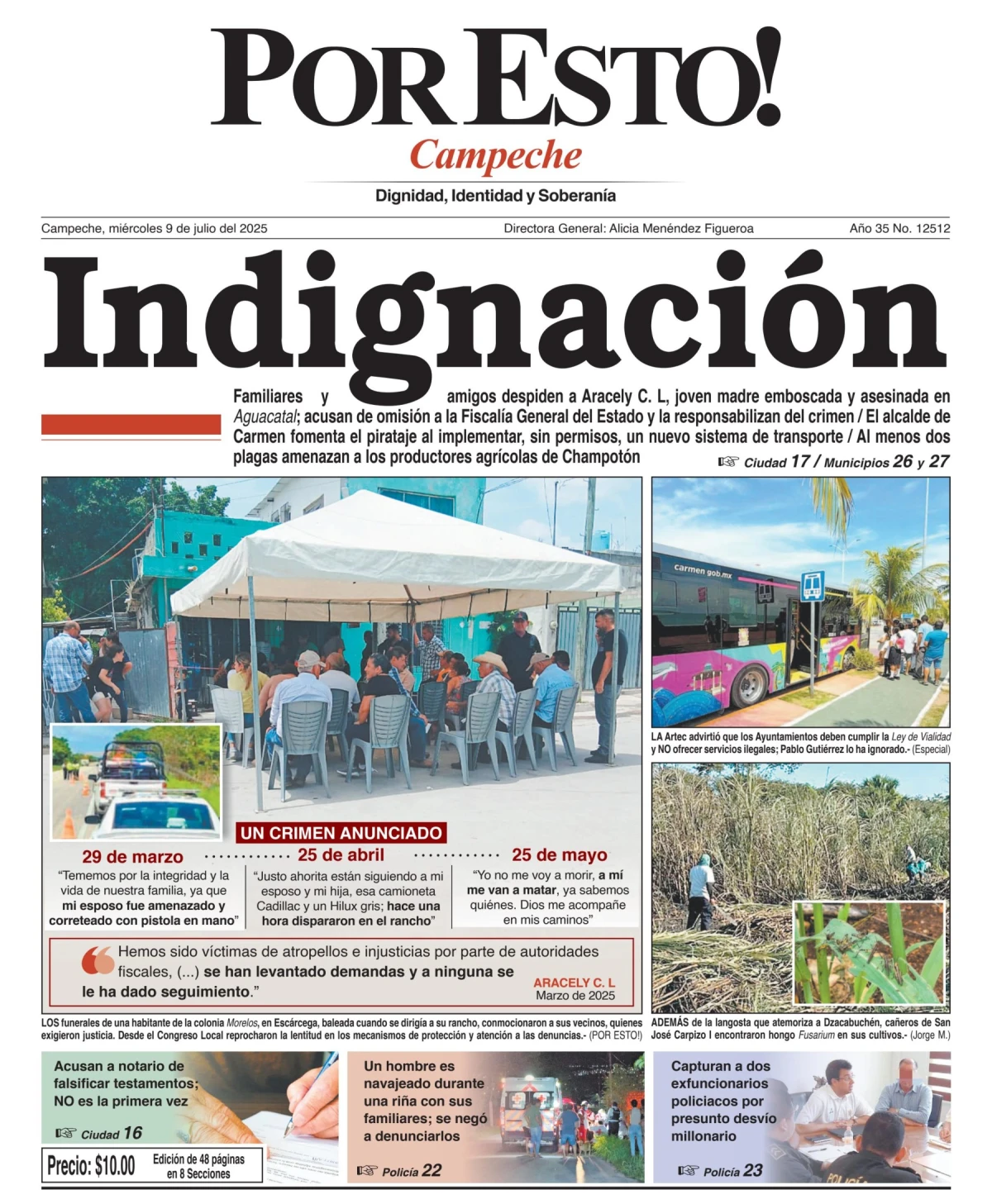 Portada de Por Esto (campeche) del miércoles, 9 de julio de 2025