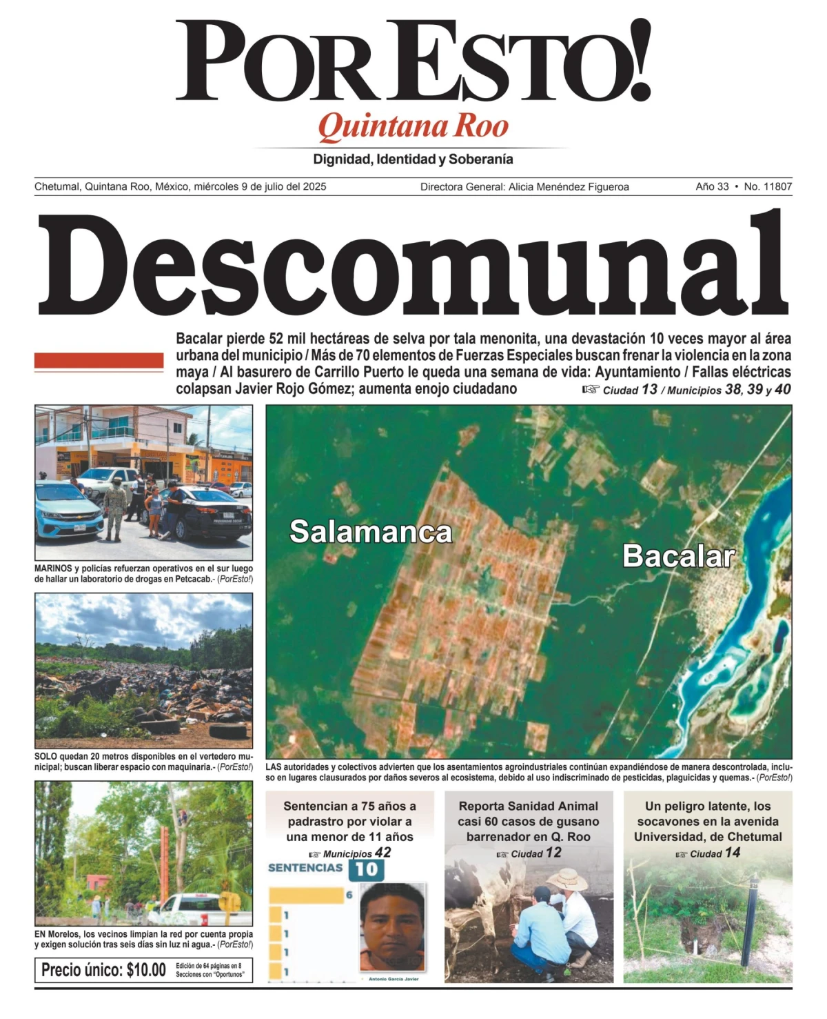 Portada de Por Esto (quintana Roo Chetumal) del miércoles, 9 de julio de 2025