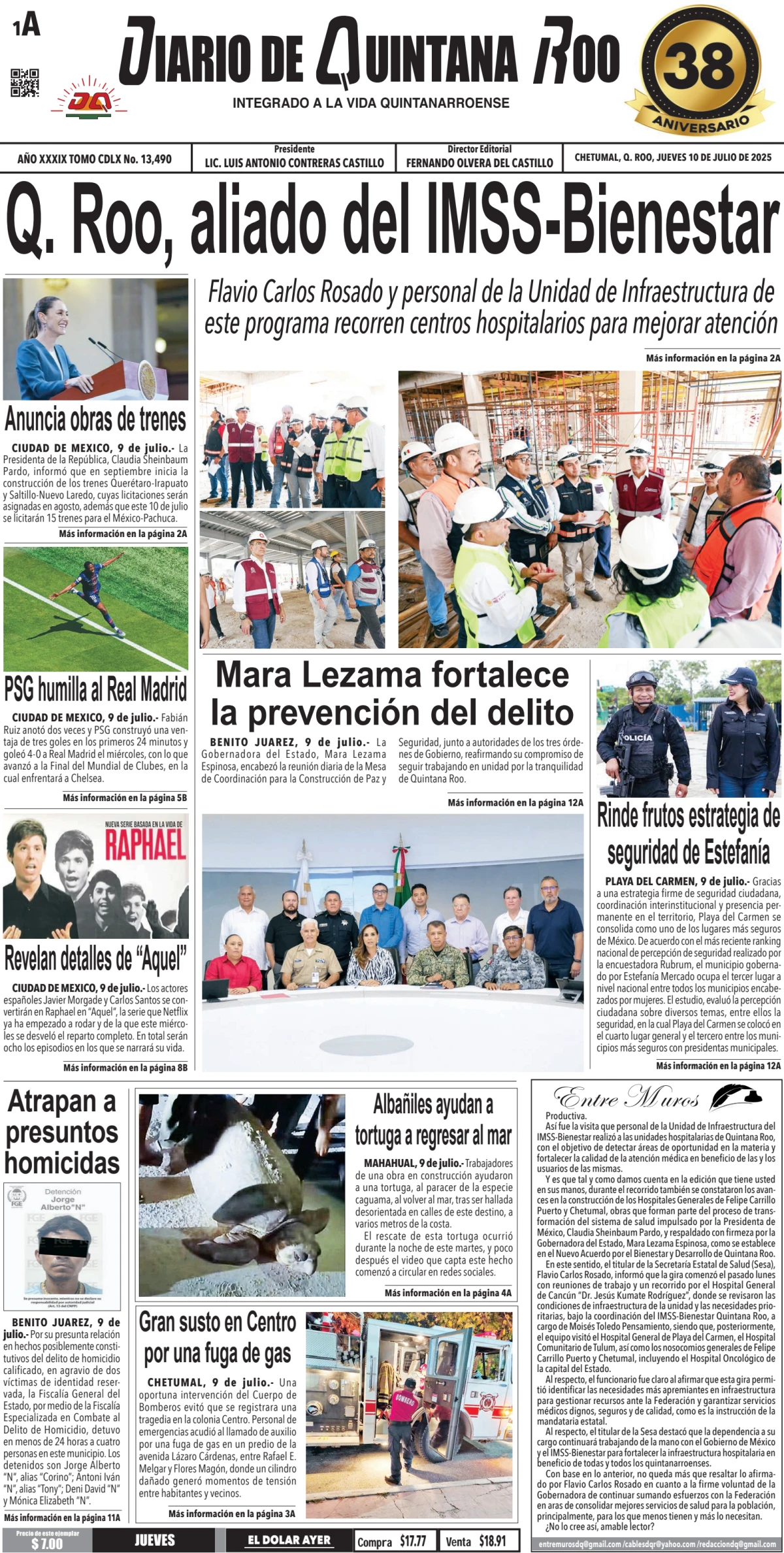 Portada de Diario de Quintana Roo (portada)