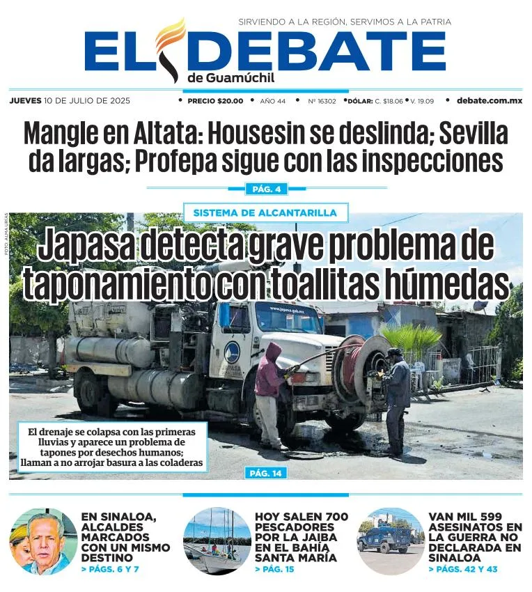 Portada de El Debate de Guamuchil del 2025-07-10