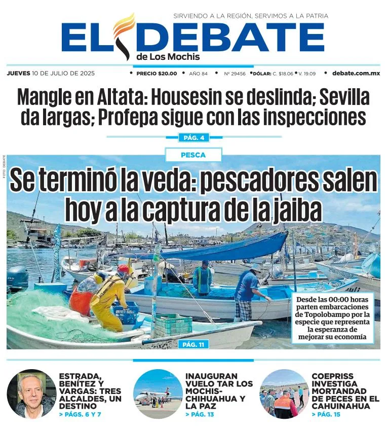 Portada de El Debate de los Mochis del 2025-07-10