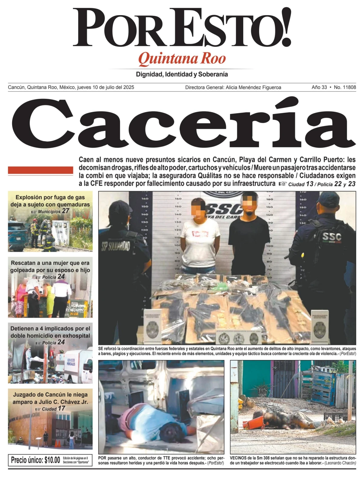 Portada de Por Esto (quintana Roo Cancun) del jueves, 10 de julio de 2025