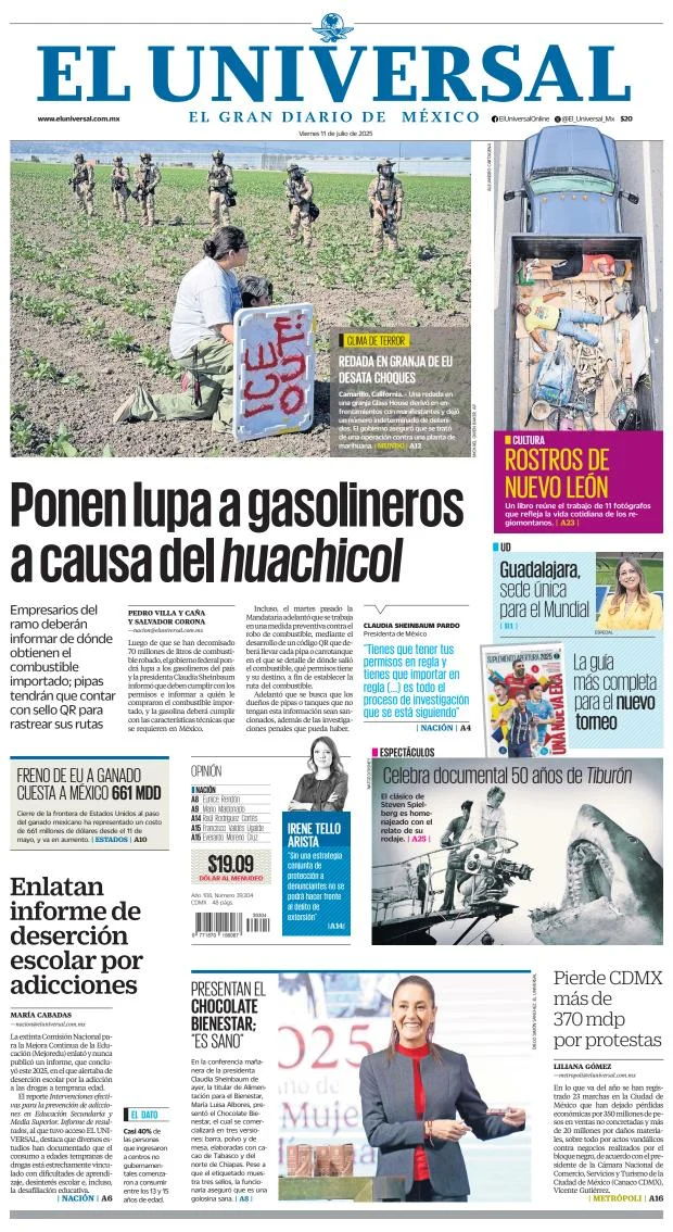 Portada de El Universal