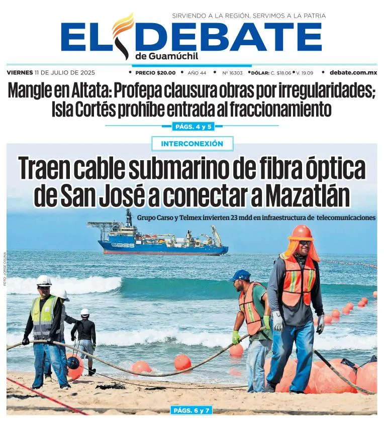 Portada de El Debate de Guamuchil del 2025-07-11