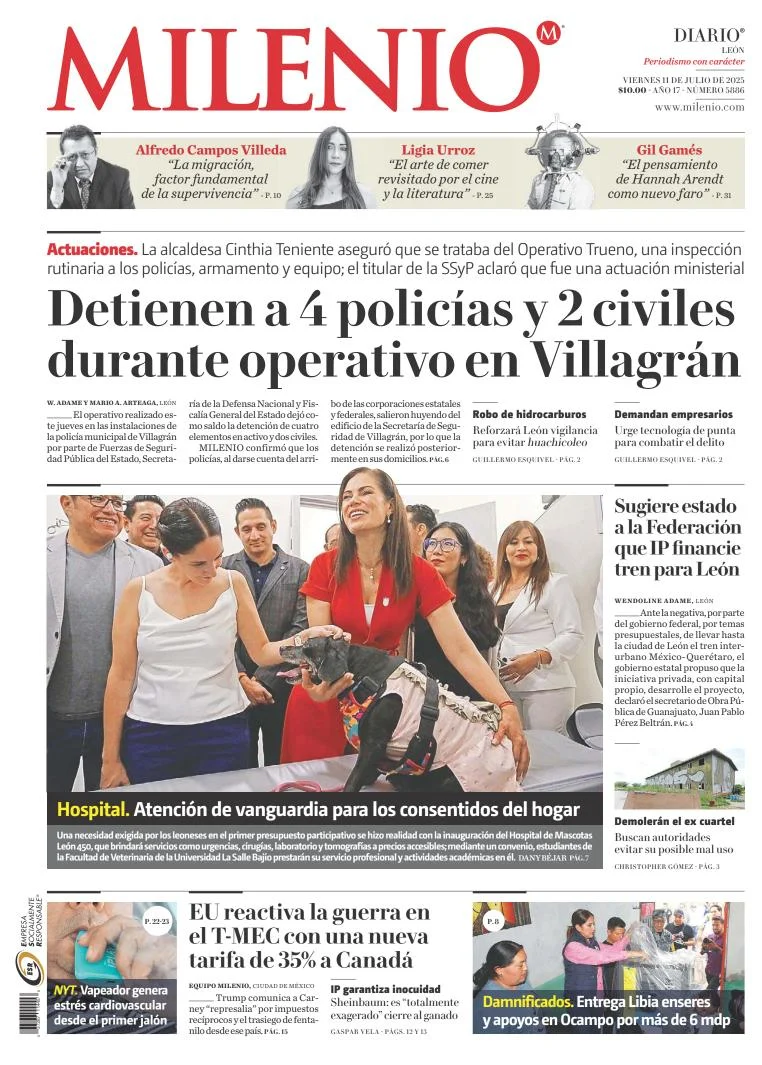 Portada de Milenio Leon del viernes, 11 de julio de 2025