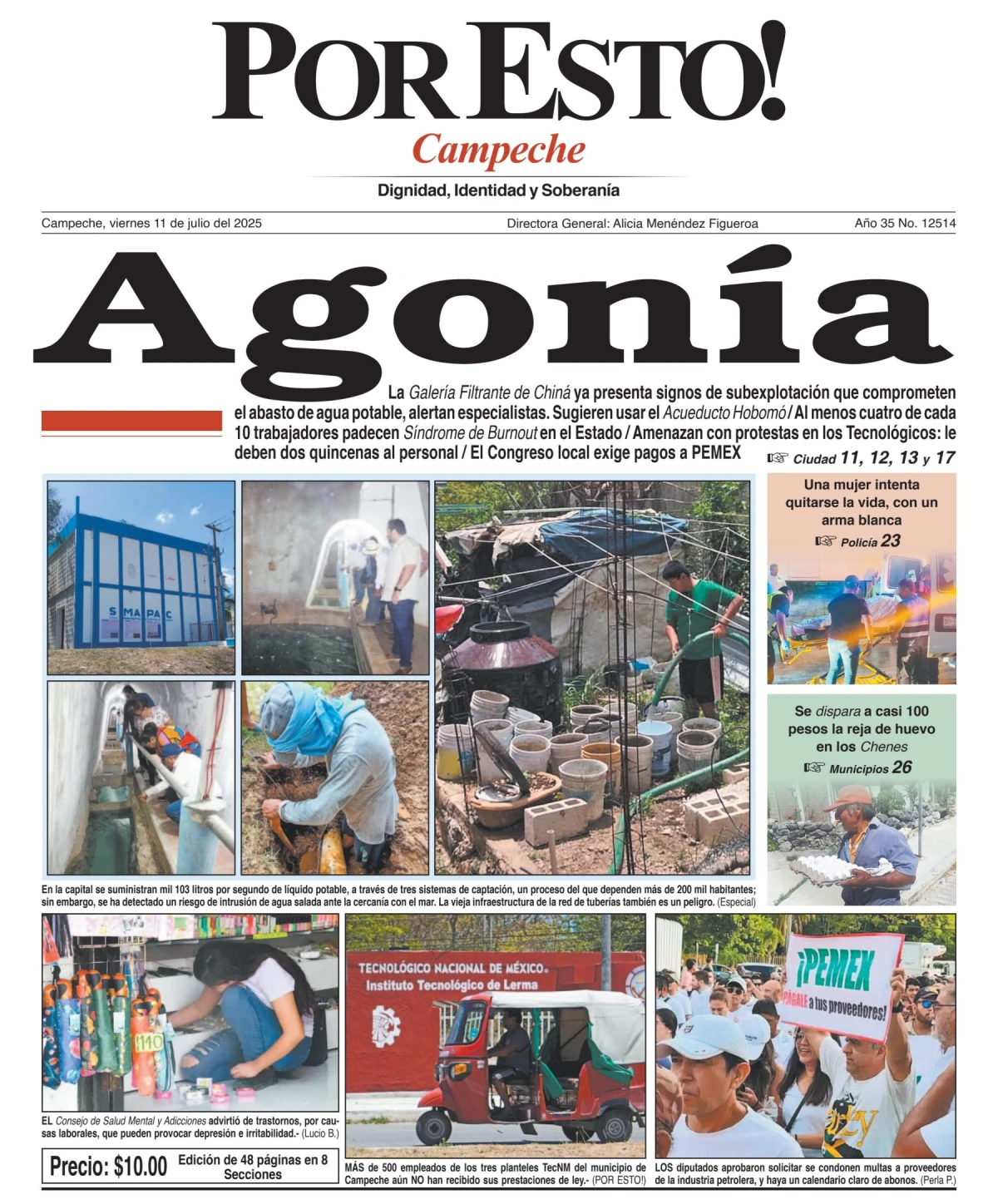 Portada de Por Esto (campeche) del viernes, 11 de julio de 2025