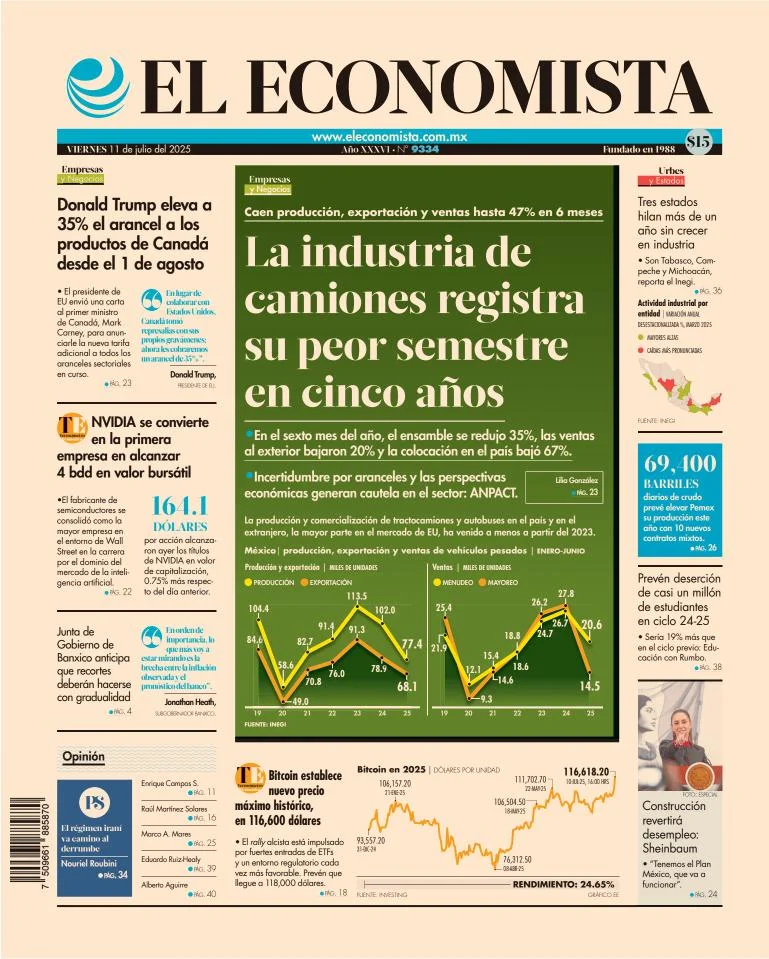 Portada de El Economista del viernes, 11 de julio de 2025