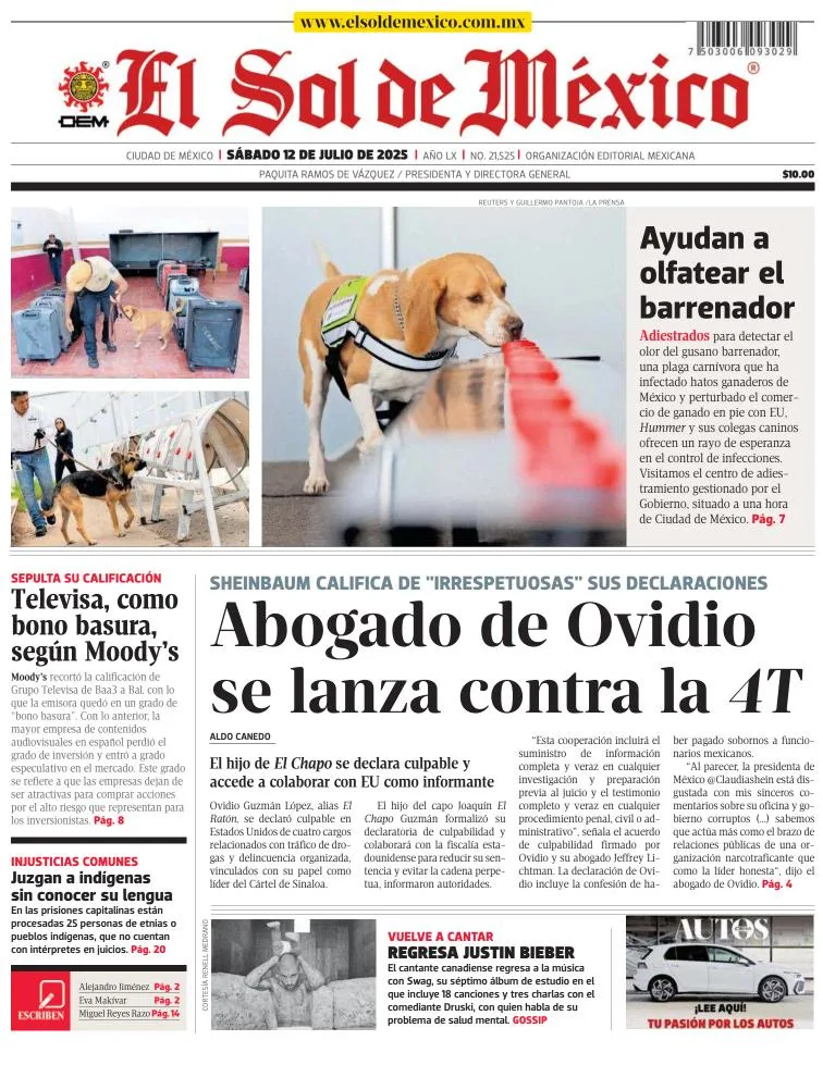 Portada de El Sol de Mexico