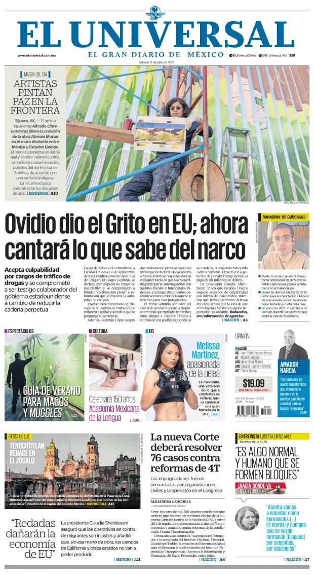 Portada de El Universal