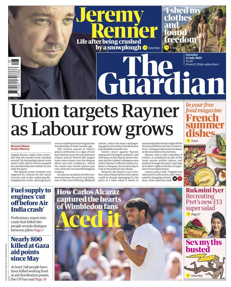 Portada de The Guardian (reino Unido)