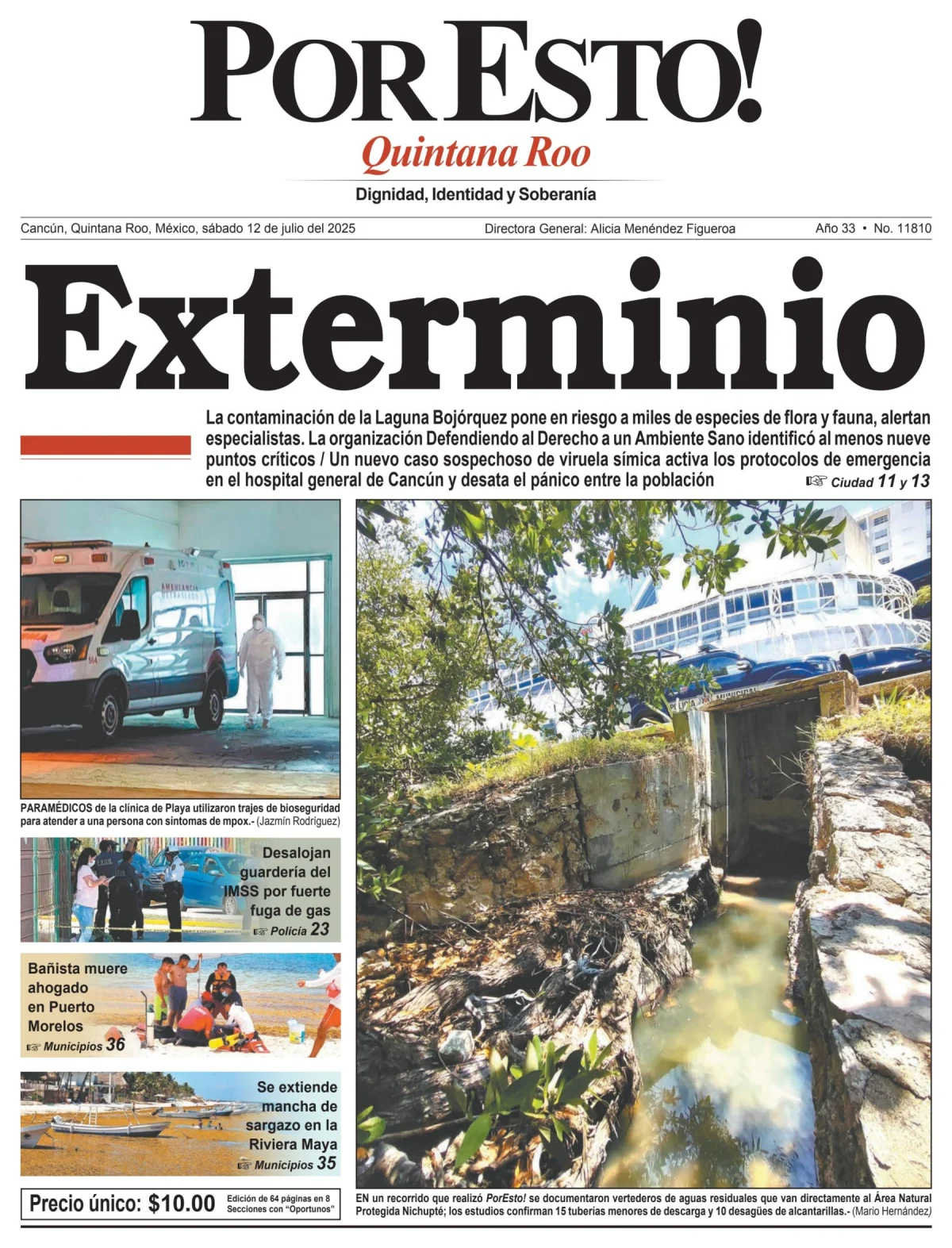 Portada de Por Esto (quintana Roo Cancun) del sábado, 12 de julio de 2025