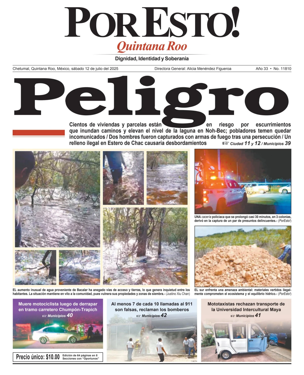 Portada de Por Esto (quintana Roo Chetumal) del sábado, 12 de julio de 2025