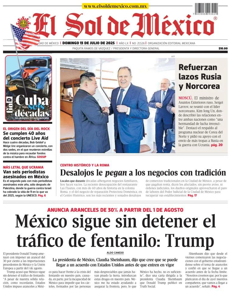 Portada de El Sol de Mexico