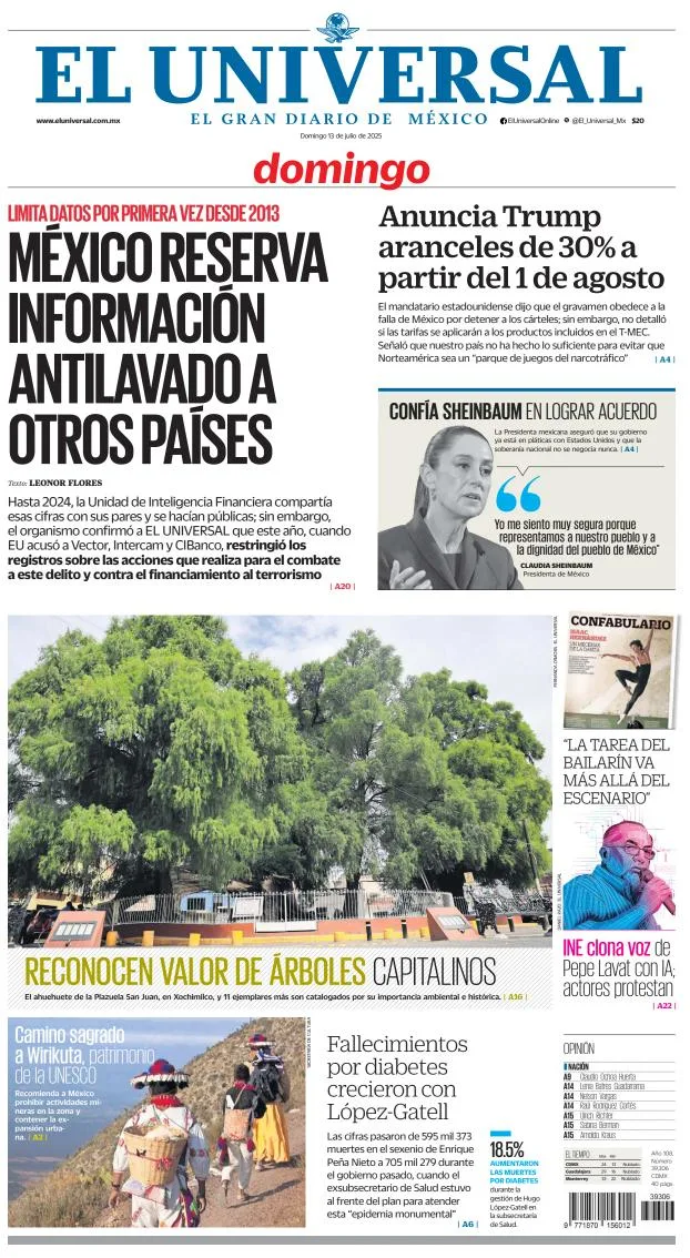 Portada de El Universal
