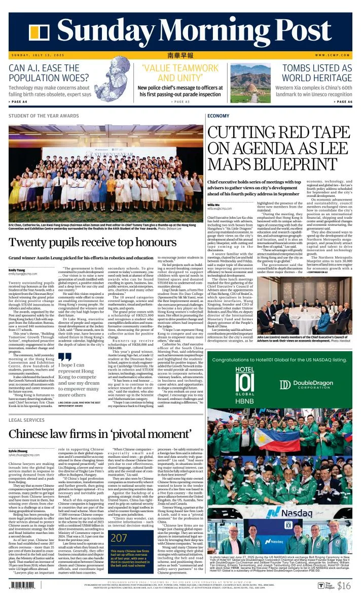 Portada de South China Morning Post