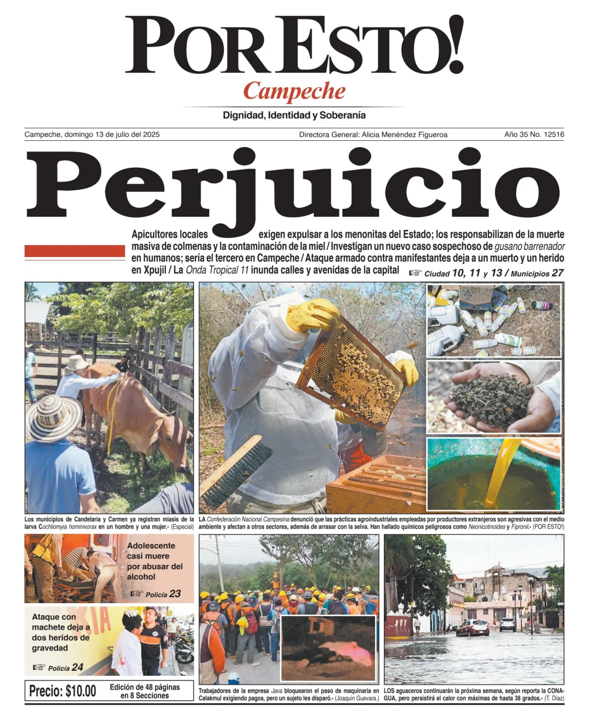 Portada de Por Esto (campeche) del domingo, 13 de julio de 2025