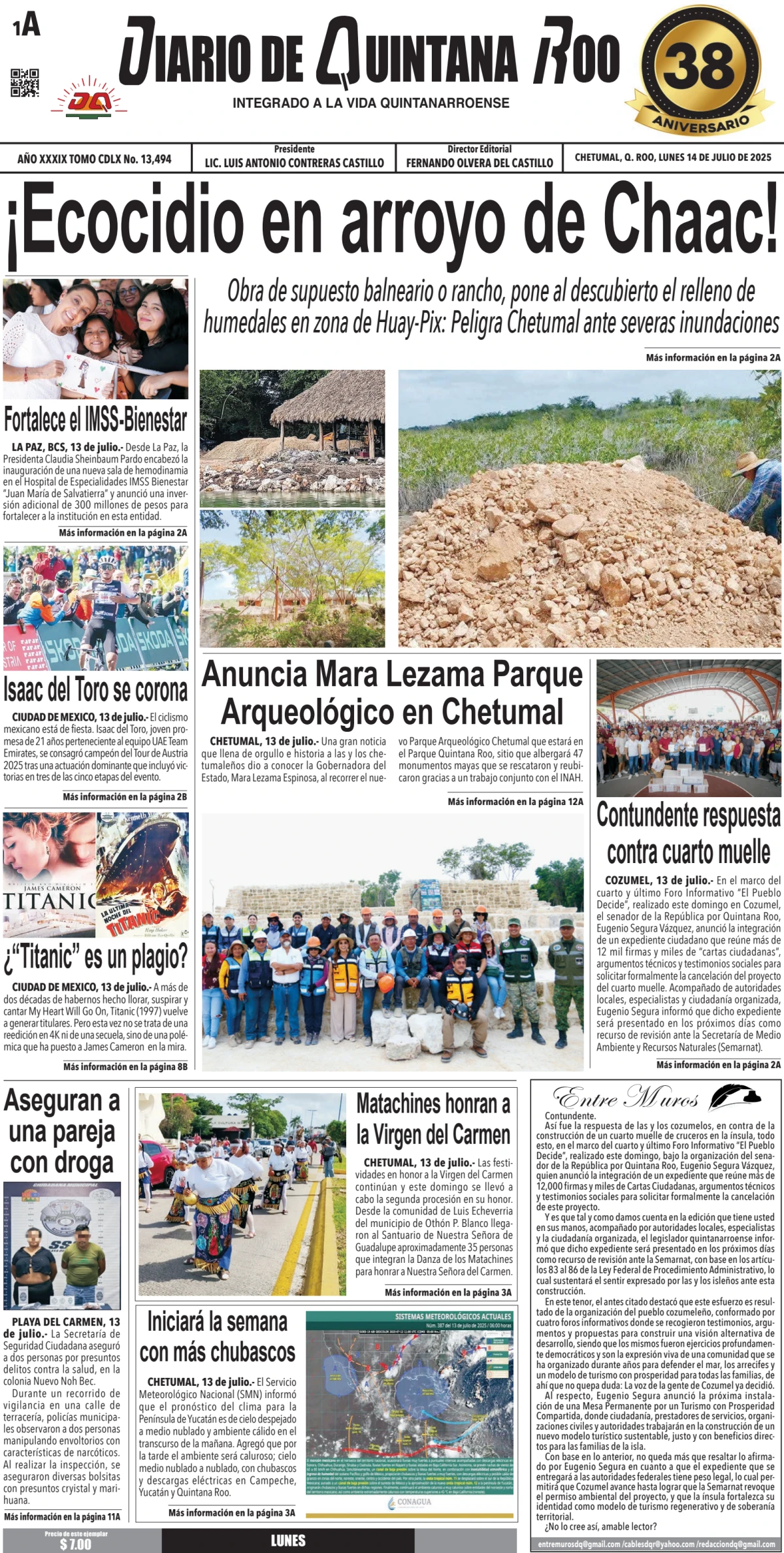 Portada de Diario de Quintana Roo (portada)